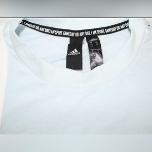 Light blue and white adidas tank top